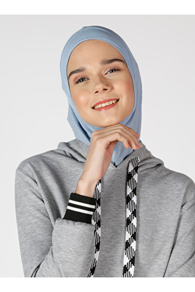 Ecardin Αθλητικό Hijab Bone Turban με ρίγες - ST307 Baby Blue