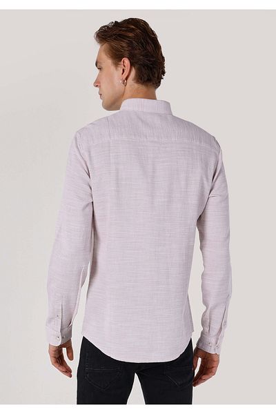 Colin's Slim Fit πουκάμισο με λαιμόκοψη μασίφ ανδρικό μπεζ μακρυμάνικο πουκάμισο