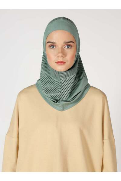 Ecardin Αθλητικό Hijab Bone Turban με ρίγες - ST307 Çağla