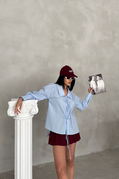 Kokosh moda Guler albastru pentru școală - Cămașă din popelin și legare cu frânghie
