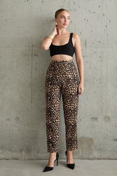Modayakamoz Leopard Print Fabric Trousers