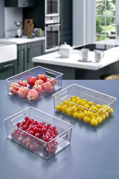 HOMENIVA 3 Size Transparent Refrigerator and Cabinet Organizer - Unbreakable Ultra Sturdy