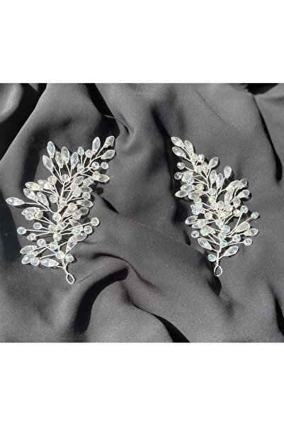 DesaAccessories Beyaz Damla Taş Detay Zarif Nişan, Gelin, Nikah Saç Aksesuarı Gelin Ve Nişan Tacı