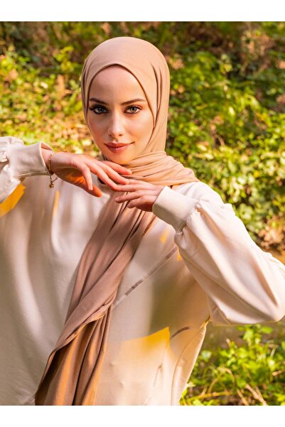 Tuva Şal Flexible Jersey Viscose Shawl - Dark Beige - Canvas