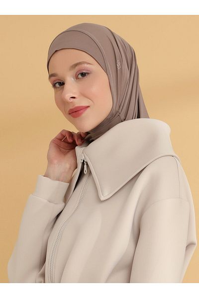 Tuva Şal Απλό αθλητικό καπό Hijab - Dark Mink - Καμβάς