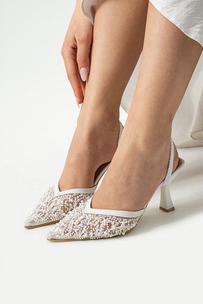 DUXAL SHOES Pantofi cu toc cu spate deschis Alberta Feather cu margele