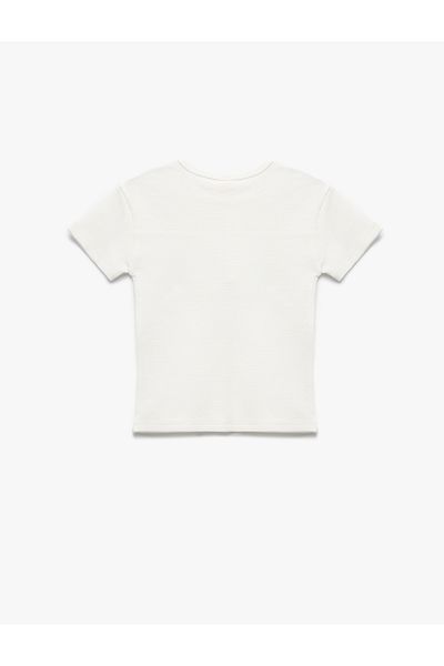 Koton Short Sleeve Crew Neck Buttoned Pocket Detailed Cotton T-Shirt