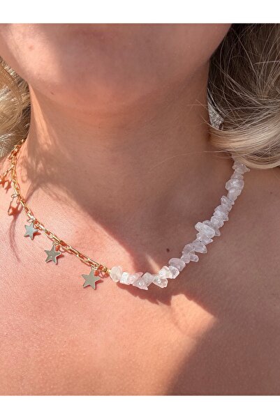 JEWELRY Yıldız Zincirli Doğal Kristal Kuvars Taşı Kolye El Yapımı