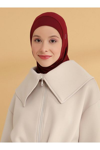 Tuva Şal Dark Burgundy Plain Hijab Sports Bonnet - Tuva