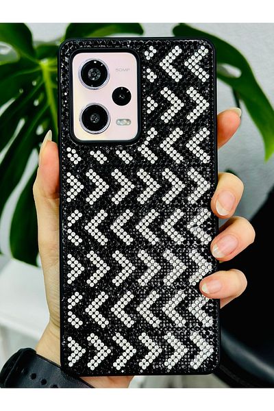 Go Aksesuar جراب REDMİ Note 12 PRO 5G متوافق مع تصميم الماس المزخرف بحجر الراين اللامع والماس اللامع من السيليكون