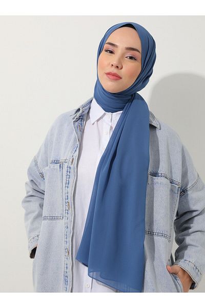 Tuva Şal Chiffon Shawl - Denim Blue - Canvas