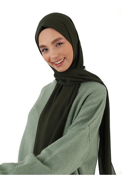 Tuva Şal Chiffon Shawl - Camouflage Green -