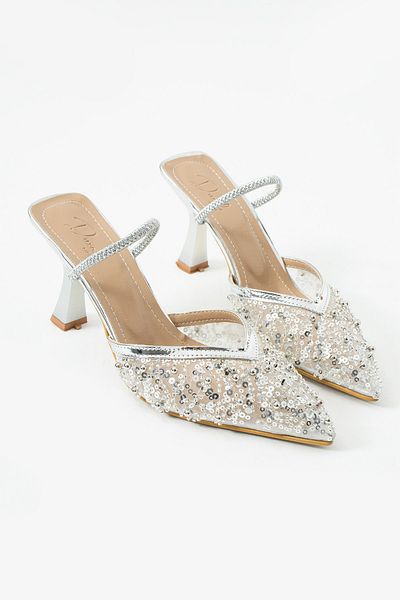 DUXAL SHOES Pantofi cu toc cu spate deschis Alberta Feather cu margele
