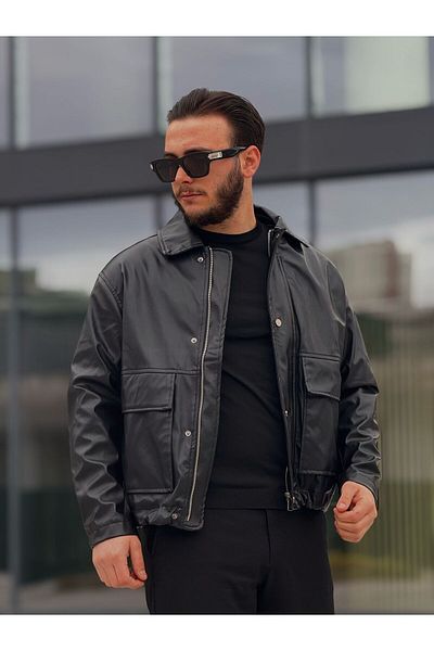 KINGAF МЪЖКО КОЖЕНО ЯКЕ С ДЖОБОВЕ ЗА ЧАНТА