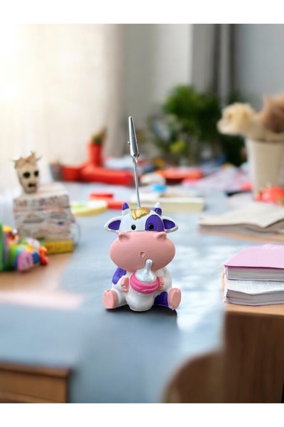 Perazayn Tatlı Mor Biberonlu İnek Kawaii Fotoğraf Tutucu Not Tutacak Tutacağı Ofis Hediyelik