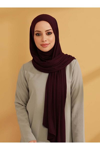 Tuva Şal Practical Combed Shawl with Neck Collar - Plum - Canvas
