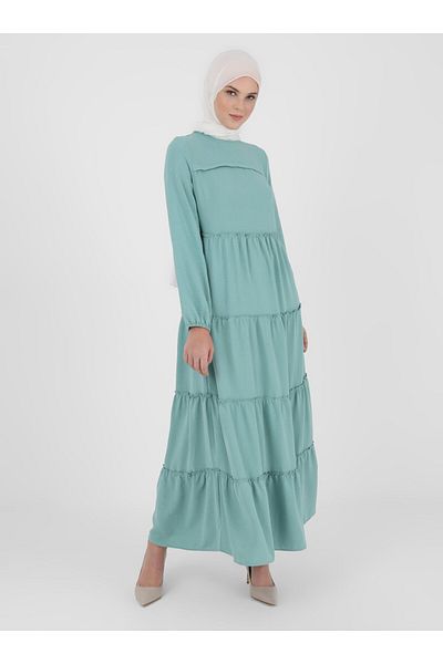 Refka Balloon Sleeve Loose Dress - Çağla - Woman
