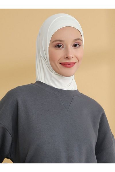 Tuva Şal Απλό αθλητικό καπό Hijab - Κρέμα - Tuva