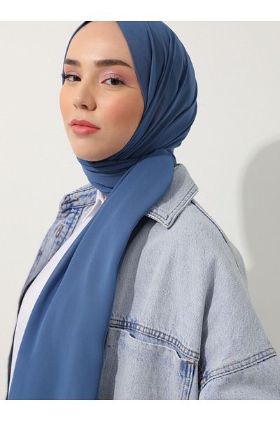 Tuva Şal Chiffon Shawl - Denim Blue - Canvas