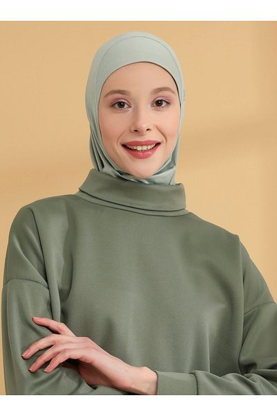 Tuva Şal Plain Hijab Sports Bonnet - Green Green - Tuva