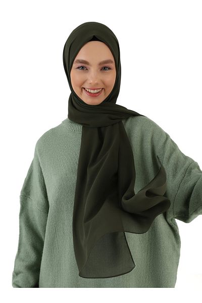 Tuva Şal Chiffon Shawl - Camouflage Green -
