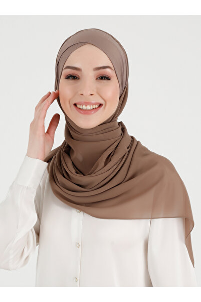 Ecardin Boneli Cross Chiffon Shawl - Dark Mink -