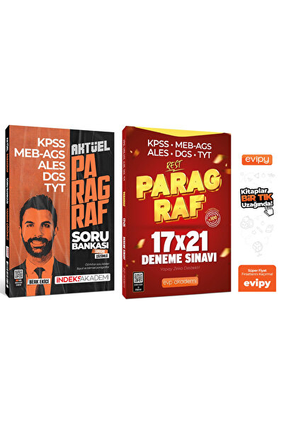 İndeks Akademi 2025 KPSS MEB-AGS ALES DGS TYT Aktüel Paragraf Soru Bankası + ...
