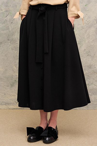 Journey Pleated Detailed-Front Buttoned Skirt