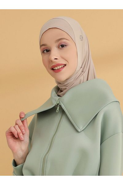 Tuva Şal Plain Hijab Sports Bonnet - Light Mink - Canvas