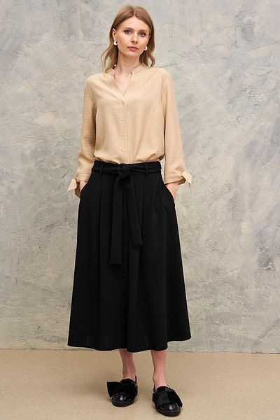 Journey Pleated Detailed-Front Buttoned Skirt