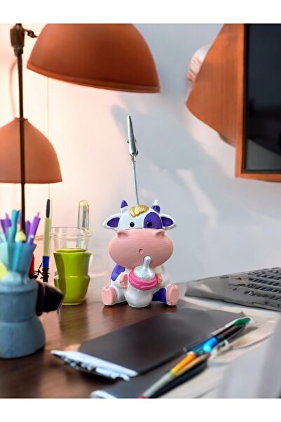 Perazayn Tatlı Mor Biberonlu İnek Kawaii Fotoğraf Tutucu Not Tutacak Tutacağı Ofis Hediyelik