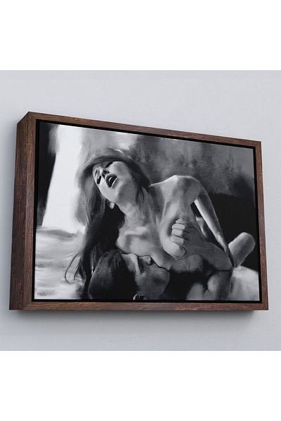 Harita Sepeti Pereche de dragoste cu cadru alb Pictură decorativă pe perete alb-negru