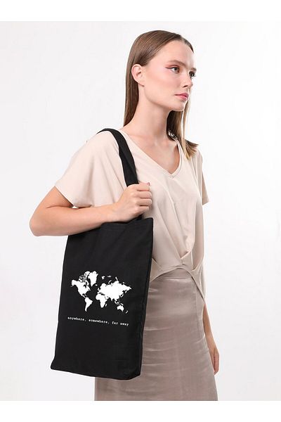 Çınar Bez Çanta Geantă tote din pânză neagră Çınar - Anywhere Somewhere