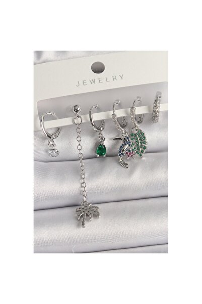 Skygo Silver Color Dangle Zircon Stone Women's Earring Set Multiple