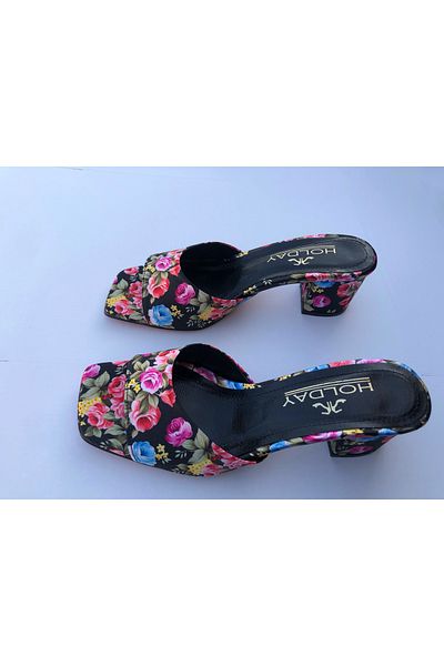 Holdays Women's Rose Patterned Heel Slippers