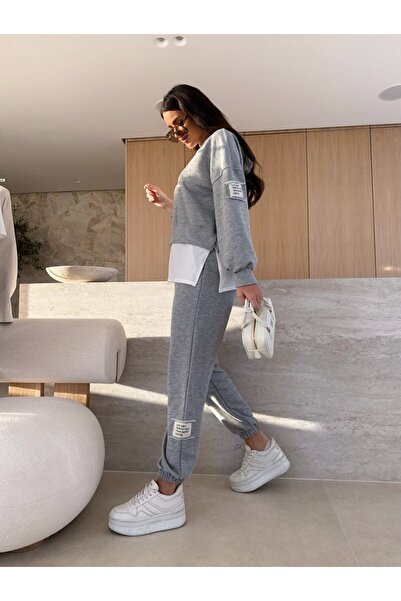 adorashop Cotton suit with hood and white insert IT7100 Universal Grey (S-L)