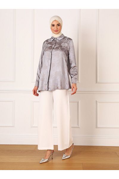 Refka Jacquard Satin Tunic - Gray - Refka