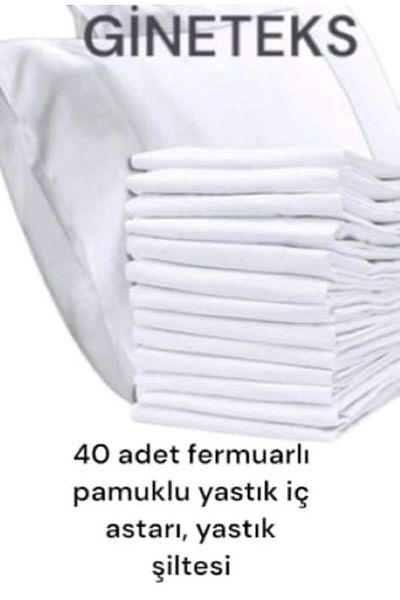 GİNETEKS Cotton White Pillow Case with Zipper and 40 Grain Pillow Mattresses