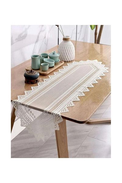 Primo Plus White Lace Cutout Tablecloth 114 x 33cm