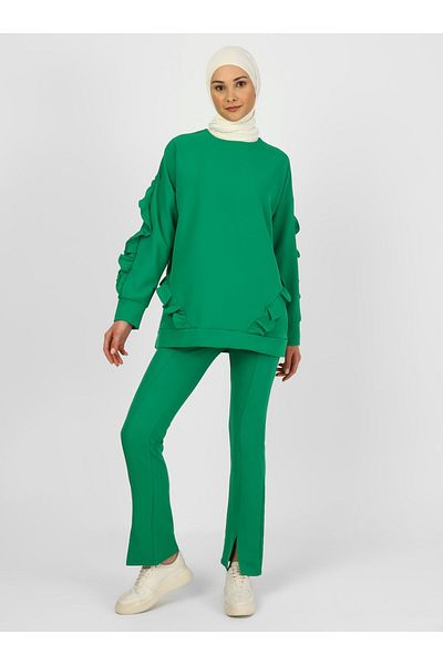Benin Ελαστικό παντελόνι με σχισμή μέσης - Benetton Green -