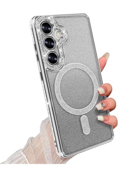 Rivor Samsung Galaxy S24 & Galaxy S25 Kılıf Kamera Korumalı Simli Magsafe Şar...