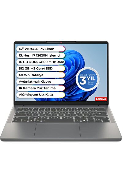 LENOVO Ideapad Slim 3 Intel I7 13620h Ddr5 16gb 512gb Freedos 14 Inç Wuxga Aydınlatmalı Klavye 83k0002atr