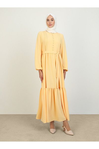 Refka Aerobin Hijab Dress - Brit Detailed, Beige, Refka