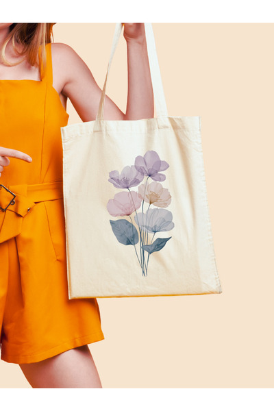 Cemira Çiçek Tasarım Kurdeleler Y2K Retro Ham Bez Tote Bag Çanta, Pinterest Çanta