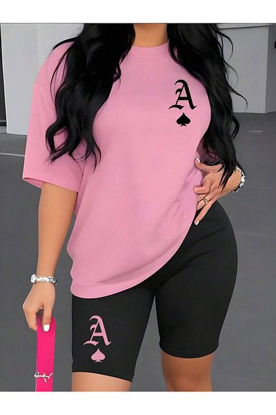 PENTHİLUS Large Size Letter a Printed Comfortable Summer Nightgown