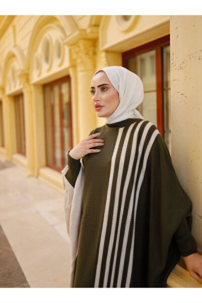 SAHRA BUTİK ΦΟΡΕΜΑ ΜΕ ΠΛΑΙΣΙΑ ΜΕ ΣΤΡΟΓΓΥΛΟ ΣΧΕΔΙΟ - Χακί -