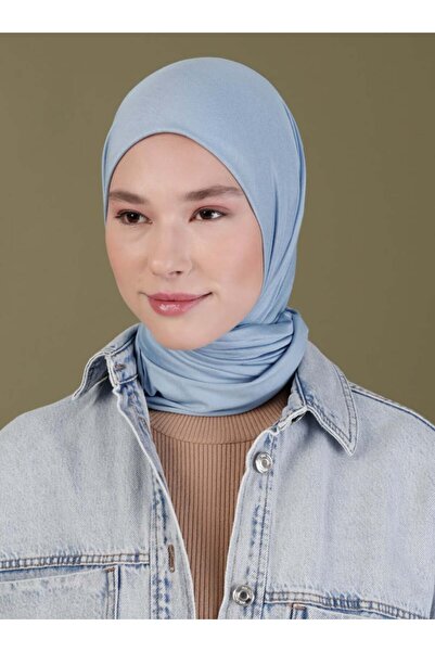 Ecardin Χτενισμένο βαμβακερό κασκόλ - Baby Blue -