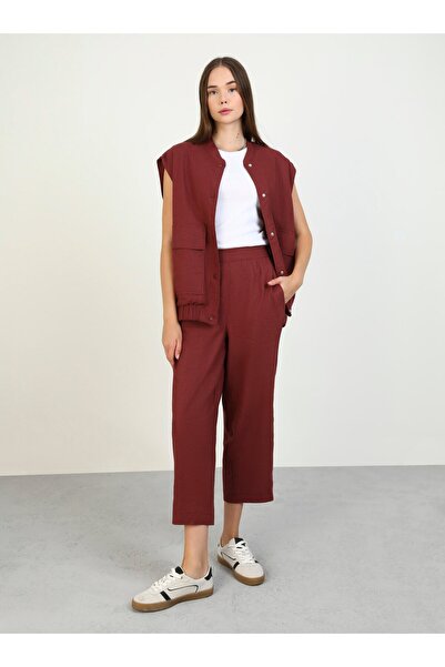 Benin Λινό Bomber Γιλέκο Benin Brown