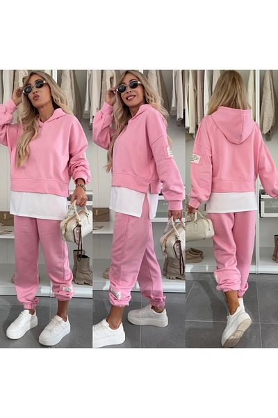 adorashop Cotton suit with hood and white insert IT7100 candy pink Universal (S-L)