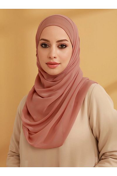 Tuva Chiffon Ready-Made Turban with Inner Bonnet - Dusty Rose -